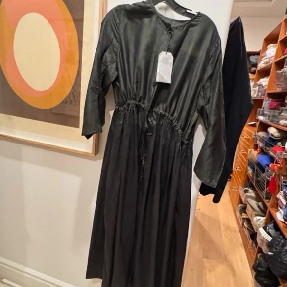 Christian Peau Silk Gathered Waist Dress in Kale. NWT - Picture 5 of 8